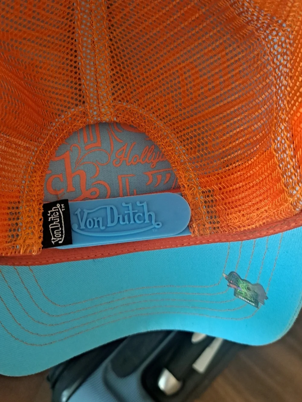 Von Dutch Orange & Light Blue Trucker Hat